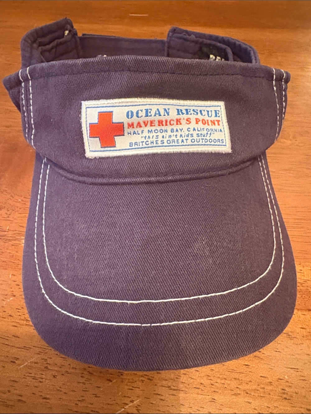 Vintage Ocean Rescue Maverick's Point Navy Visor with Orange Cross Patch